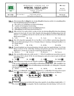 Đề thi học kỳ 1  năm học 2014  2015 môn thi Vật lý lớp 12 thời gian làm bài 60 phút